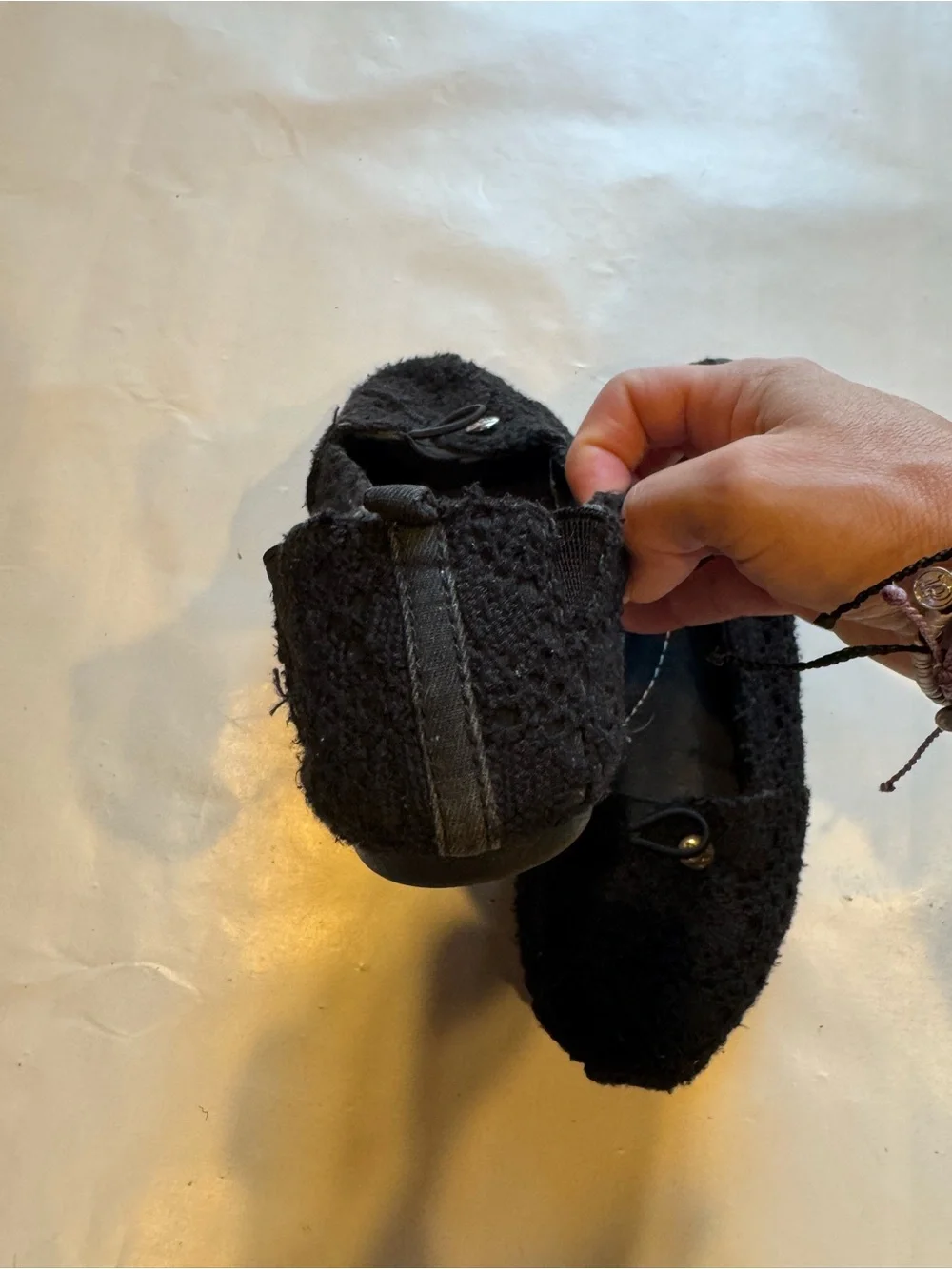 Target Black Crochet Ballet Flats with Button Accent